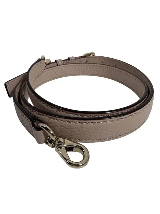 Adjustable Beige/Taupe Leather Crossbody Strap Gold Hardware Detachable Clasps - Picture 4 of 5